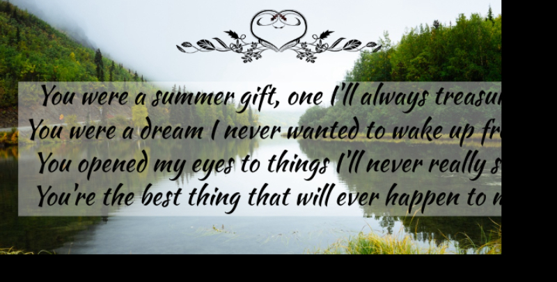 Ellen Hopkins Quote About Summer, Dream, Eye: You Were A Summer Gift...