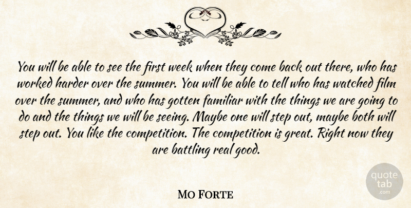 Mo Forte Quote About Battling, Both, Competition, Familiar, Gotten: You Will Be Able To...