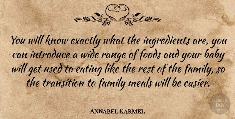 Annabel Karmel Quote About Baby, Eating, Exactly, Family, Foods: You Will Know Exactly What...