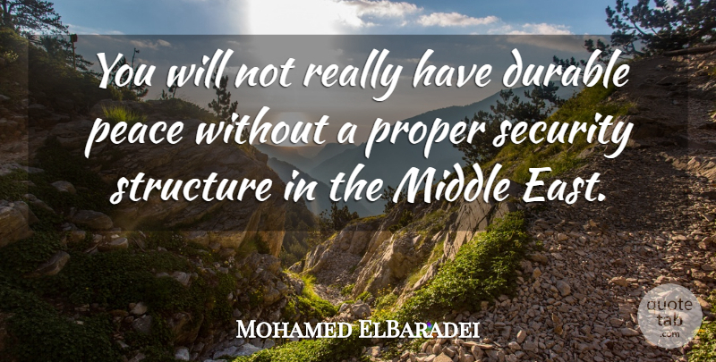 Mohamed ElBaradei Quote About East, Middle, Structure: You Will Not Really Have...