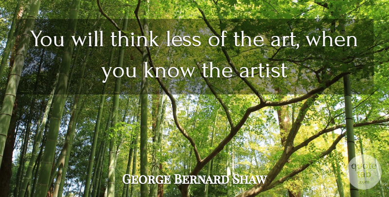 George Bernard Shaw Quote About Art, Thinking, Artist: You Will Think Less Of...