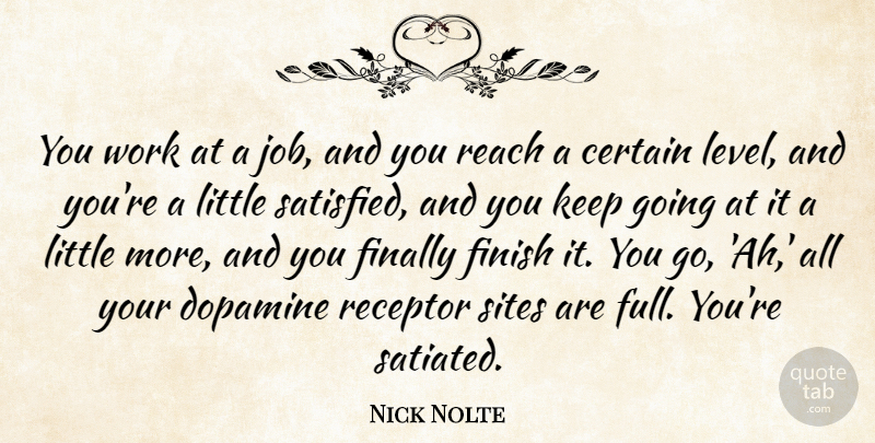Nick Nolte Quote About Certain, Finally, Sites, Work: You Work At A Job...