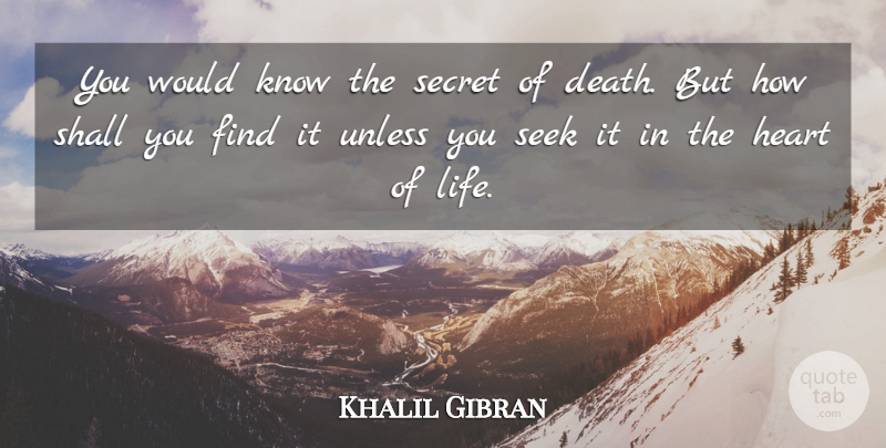 Khalil Gibran Quote About Death, Heart, Eye: You Would Know The Secret...