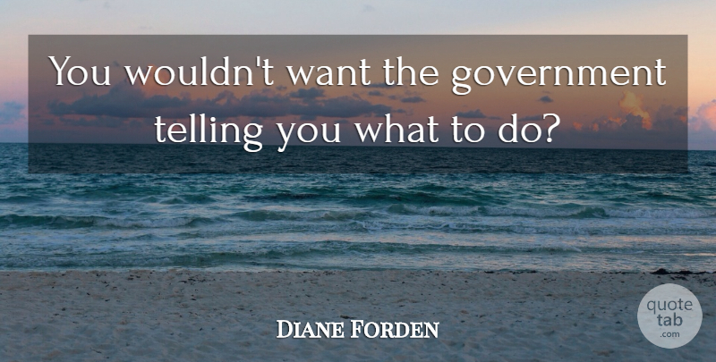 Diane Forden Quote About Government, Telling: You Wouldnt Want The Government...