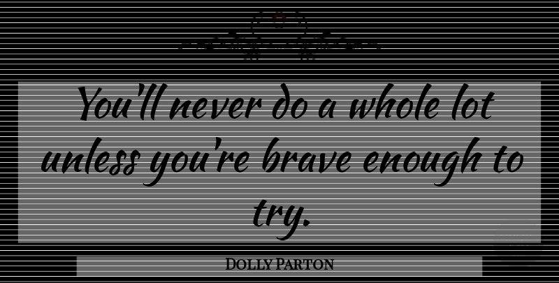 Dolly Parton Quote About Badass, Women, Brave: Youll Never Do A Whole...
