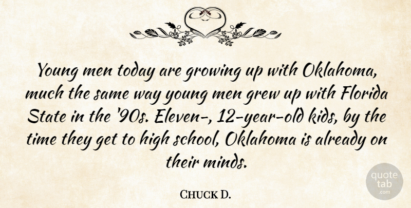 Chuck D. Quote About Florida, Grew, Growing, High, Men: Young Men Today Are Growing...