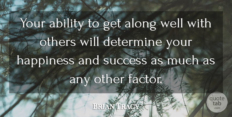Brian Tracy Quote About Happiness And Success, Ability, Wells: Your Ability To Get Along...