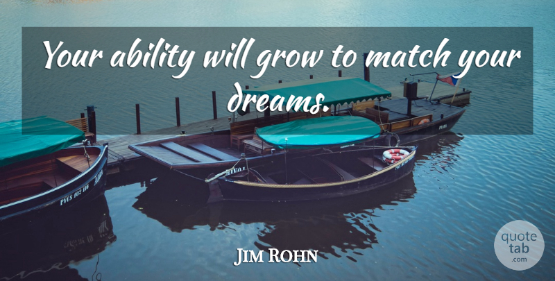 Jim Rohn Quote About Motivational, Dream, Ability: Your Ability Will Grow To...