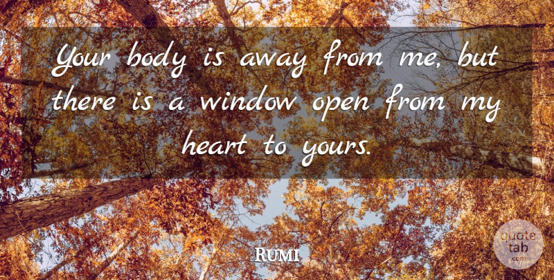 Rumi Quote About Heart, Body, Window: Your Body Is Away From...