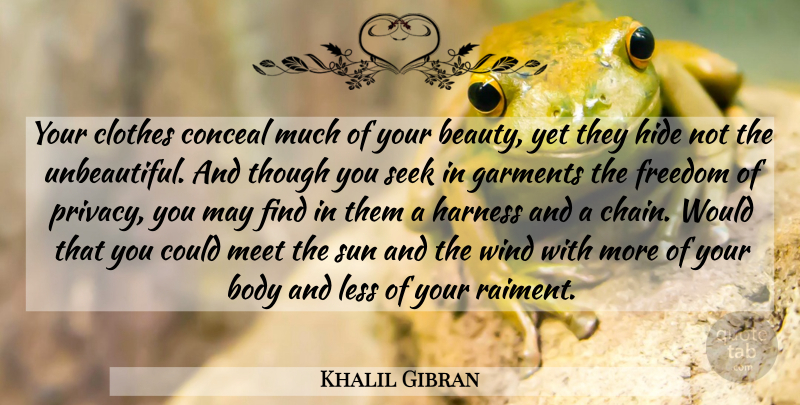 Khalil Gibran Quote About Wind, Clothes, Body: Your Clothes Conceal Much Of...