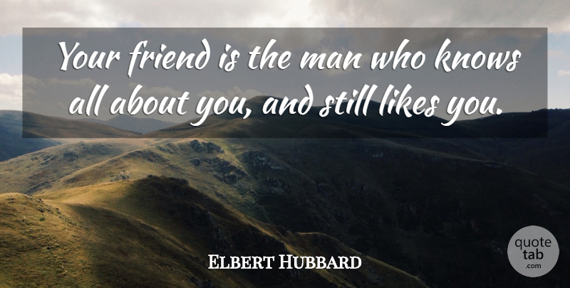 Elbert Hubbard Quote About American Writer, Friend, Knows, Likes, Man: Your Friend Is The Man...