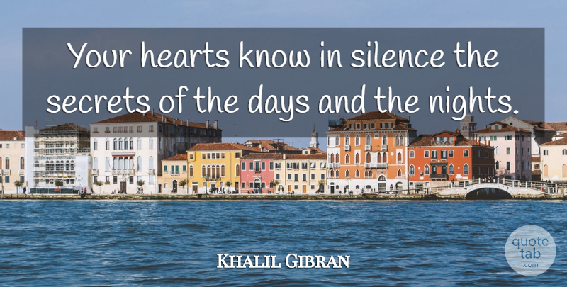 Khalil Gibran Quote About Heart, Night, Silence: Your Hearts Know In Silence...