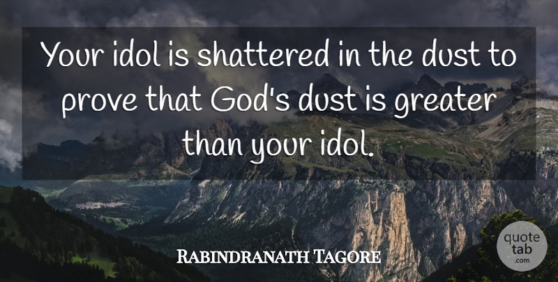Rabindranath Tagore Quote About Inspirational, God, Idols: Your Idol Is Shattered In...