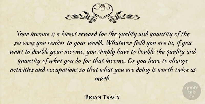Brian Tracy Quote About Goal, Quality, World: Your Income Is A Direct...