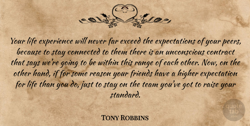 Tony Robbins Quote About Friendship, Team, Hands: Your Life Experience Will Never...