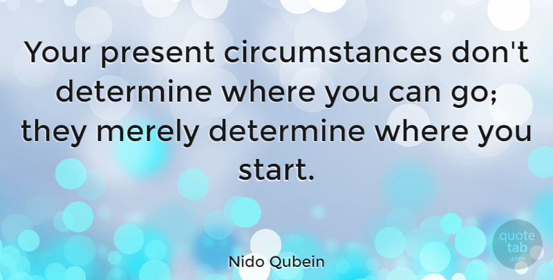 Nido Qubein Quote About American Businessman, Determine, Inspirational, Merely, Present: Your Present Circumstances Dont Determine...