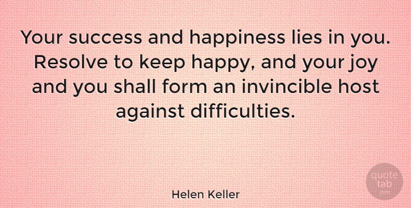 Helen Keller Quote About Inspirational, Life, Motivational: Your Success And Happiness Lies...
