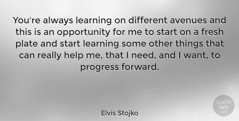 Elvis Stojko Quote About Opportunity, Progress, Different: Youre Always Learning On Different...