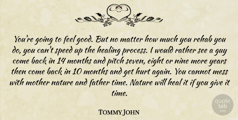 Tommy John Quote About Motivational, Sports, Mother: Youre Going To Feel Good...