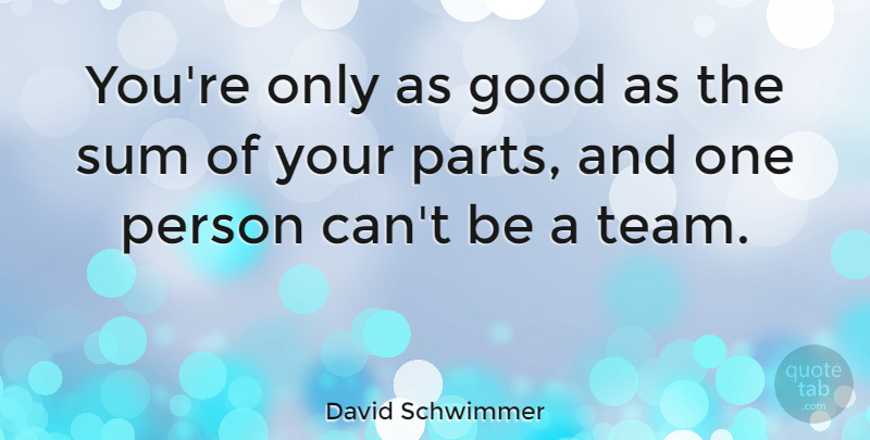 David Schwimmer Quote About Team, Persons: Youre Only As Good As...