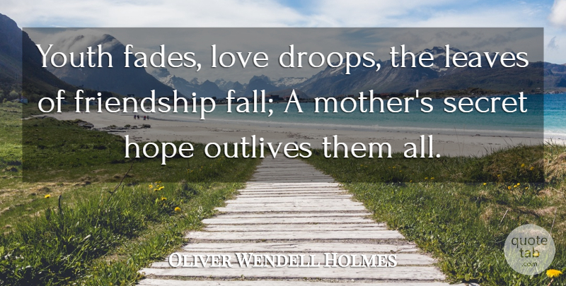 Oliver Wendell Holmes Quote About Mothers Day, Mom, Mother Daughter: Youth Fades Love Droops The...