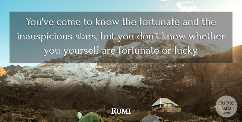 Rumi Quote About Stars, Lucky, Fortunate: Youve Come To Know The...