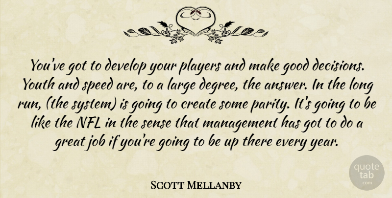 Scott Mellanby Quote About Create, Develop, Good, Great, Job: Youve Got To Develop Your...