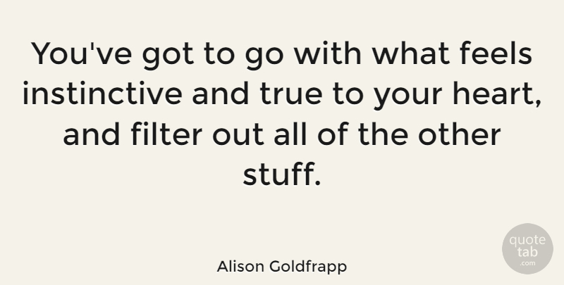 Alison Goldfrapp Quote About Heart, Stuff, Filters: Youve Got To Go With...