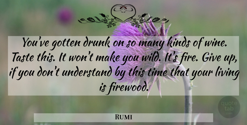 Rumi Quote About Giving Up, Wine, Fire: Youve Gotten Drunk On So...