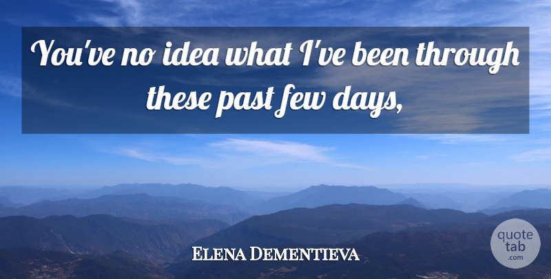 Elena Dementieva Quote About Few, Past: Youve No Idea What Ive...