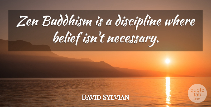 David Sylvian Quote About Buddhism, Discipline, Belief: Zen Buddhism Is A Discipline...